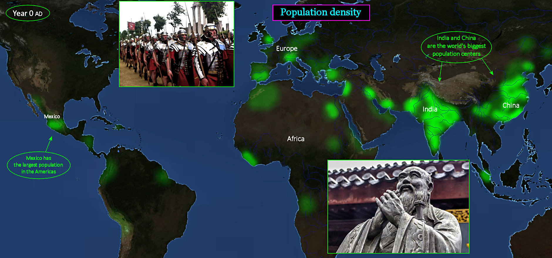World population, 0 AD map